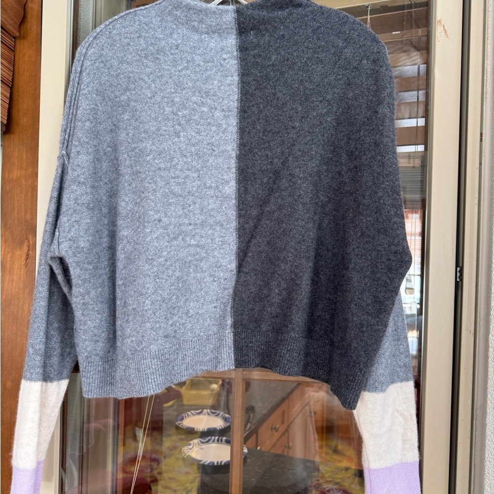 Pilcro Two-Tone Turtleneck Sweater in Black and Gray - Picture 5 of 5
